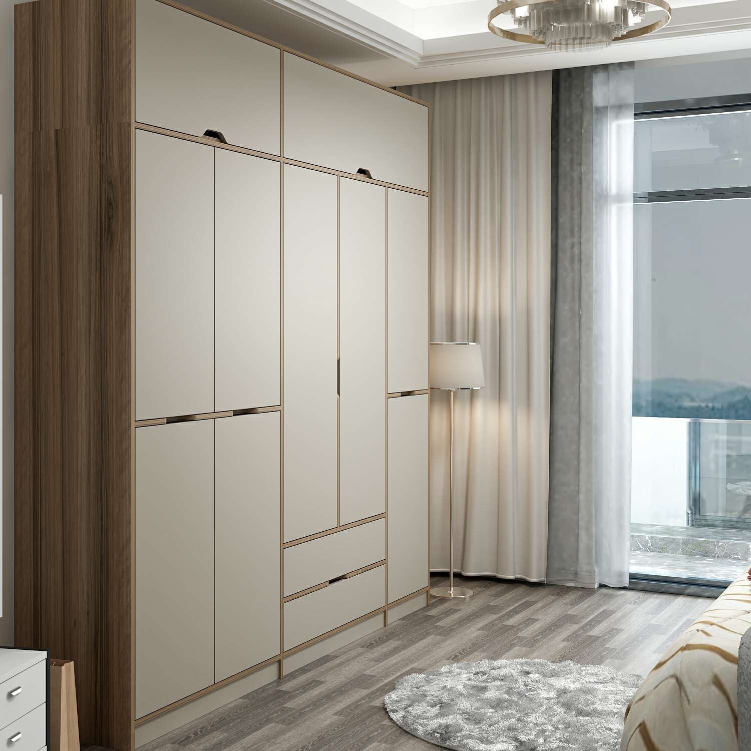 Elina 5 Kapaklı Dolap + Yüklük - Dore/Kumtaşı