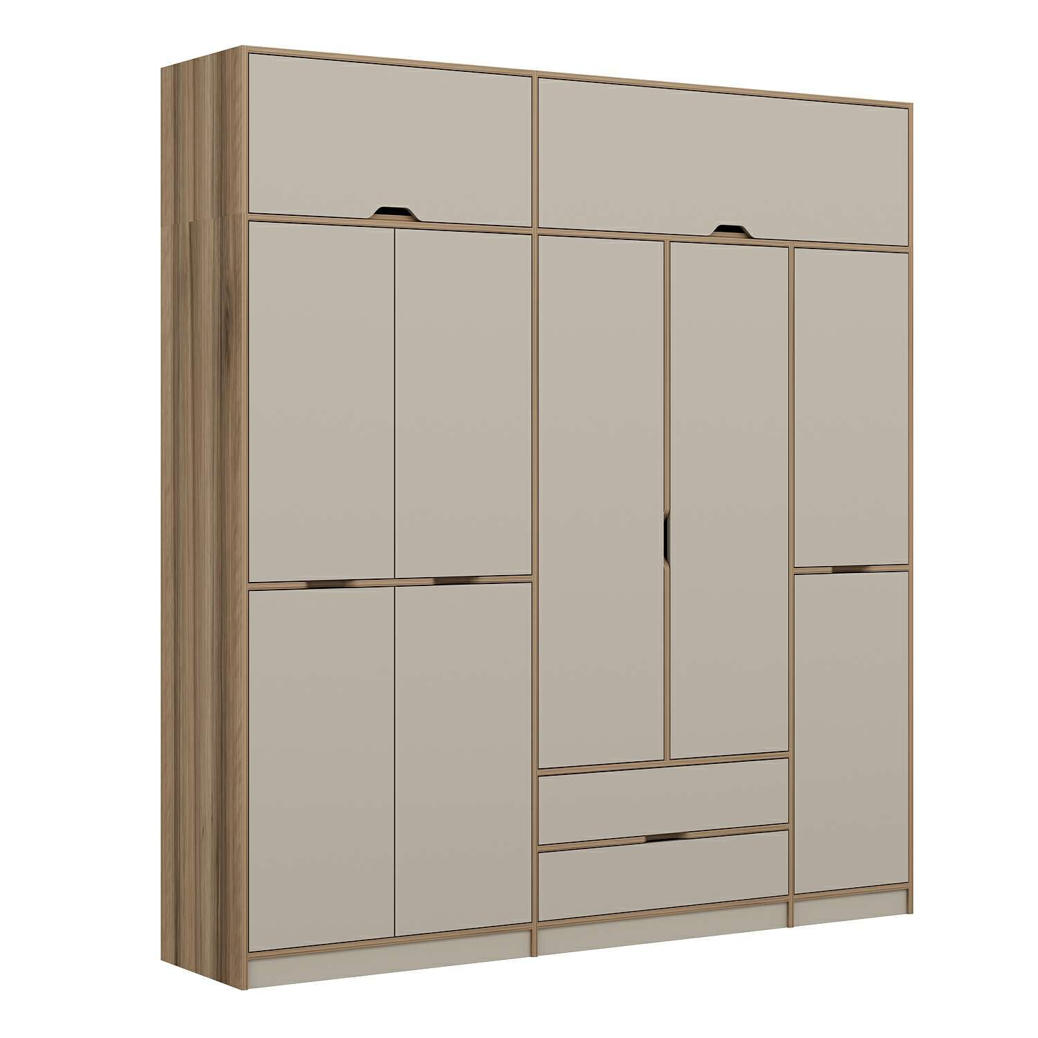 Elina 5 Kapaklı Dolap + Yüklük - Dore/Kumtaşı