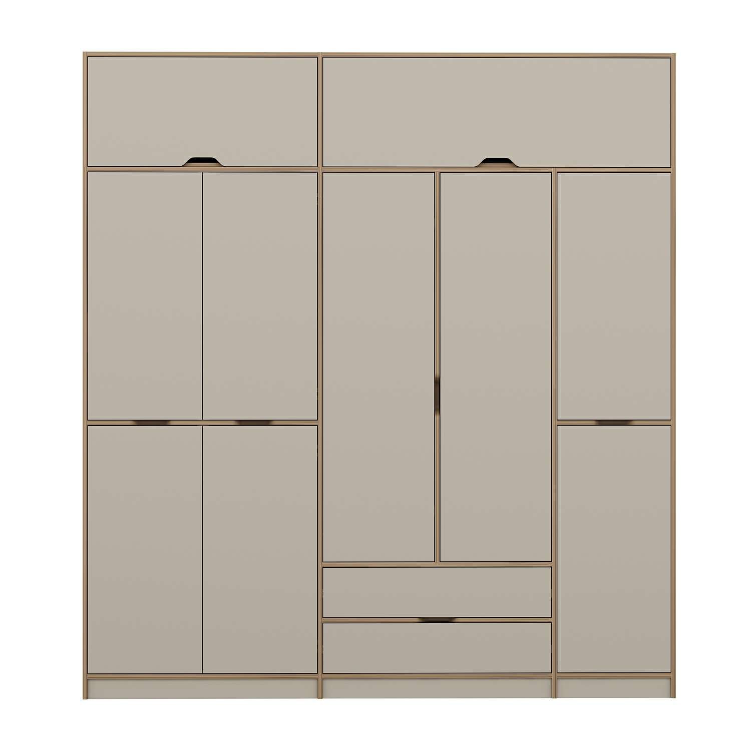 Elina 5 Kapaklı Dolap + Yüklük - Dore/Kumtaşı