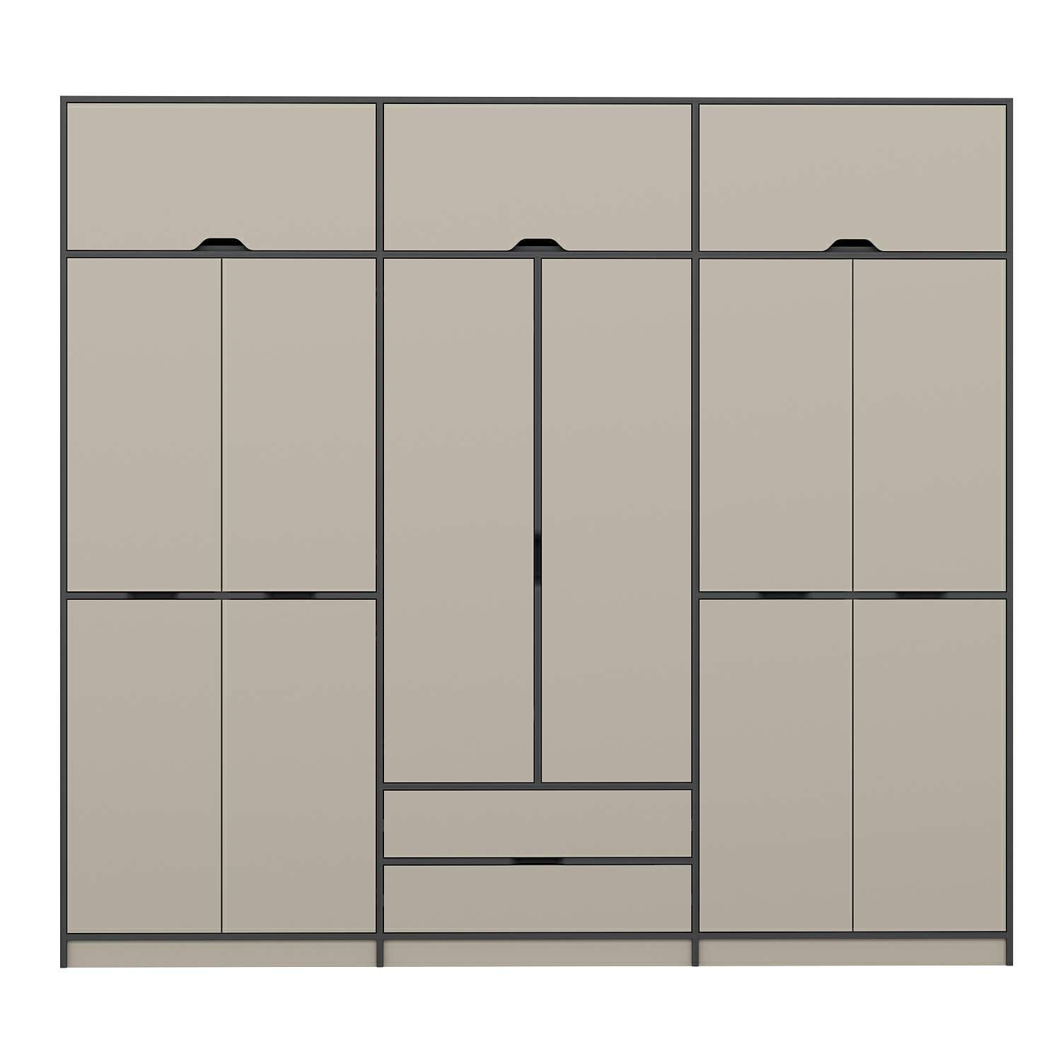 Elina 6 Kapaklı Dolap + Yüklük - Antrasit/Kumtaşı