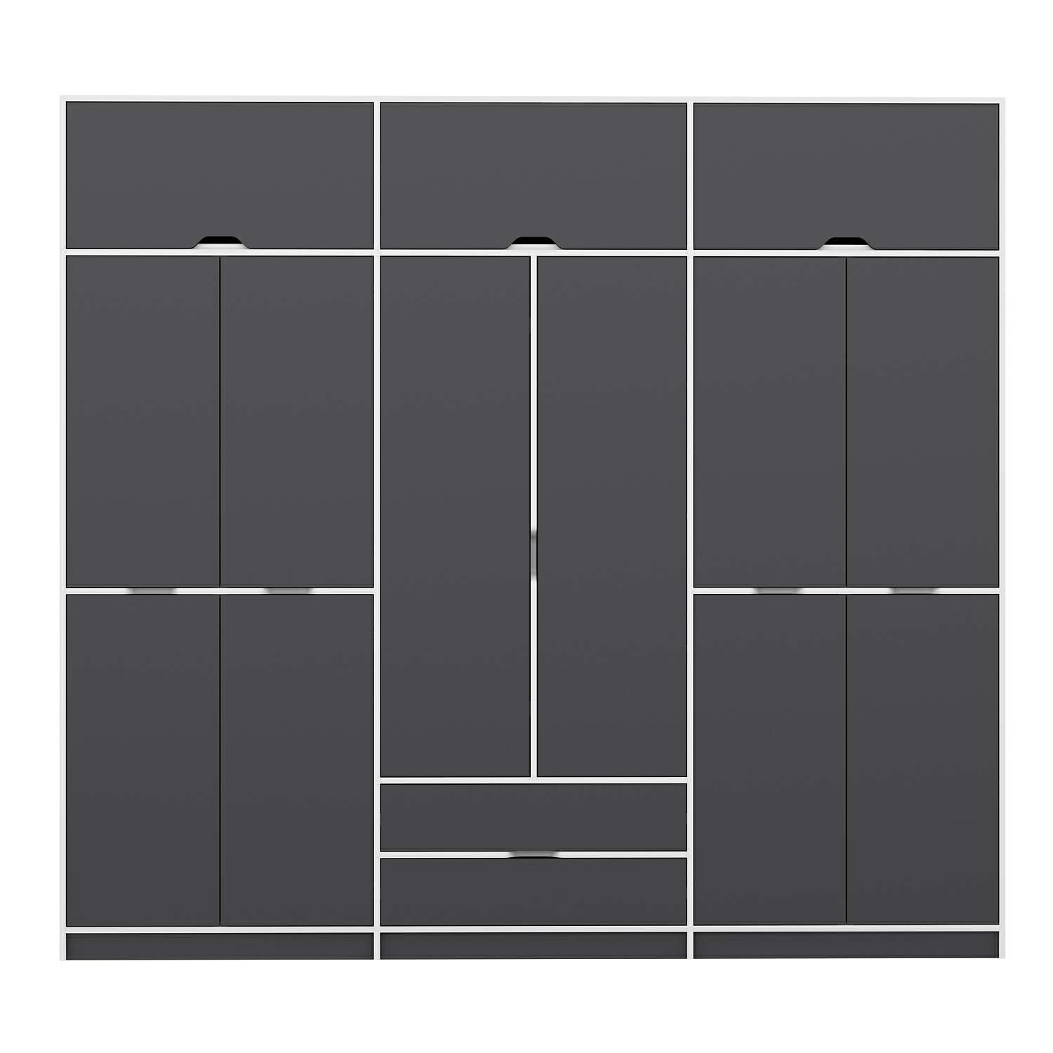 Elina 6 Kapaklı Dolap + Yüklük - Beyaz/Antrasit