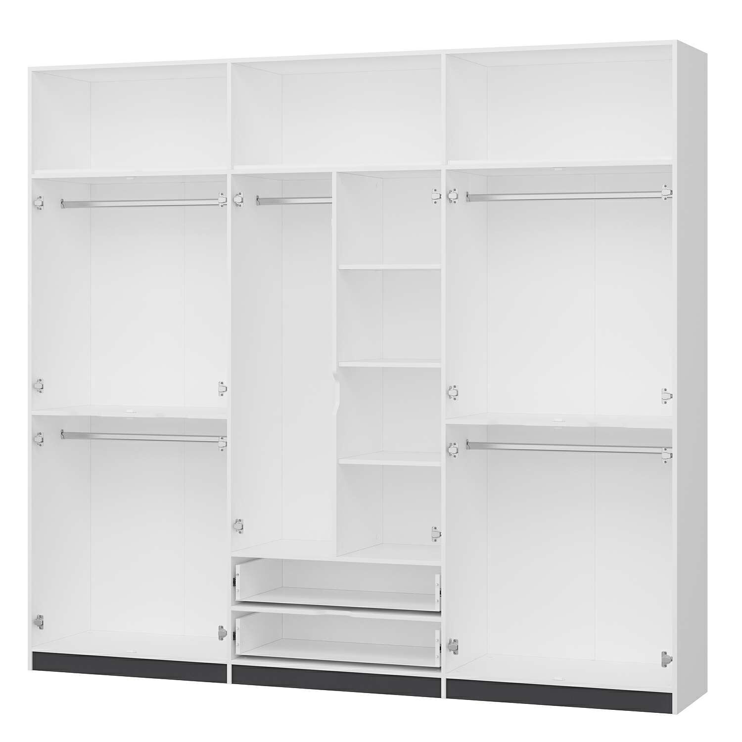 Elina 6 Kapaklı Dolap + Yüklük - Beyaz/Antrasit