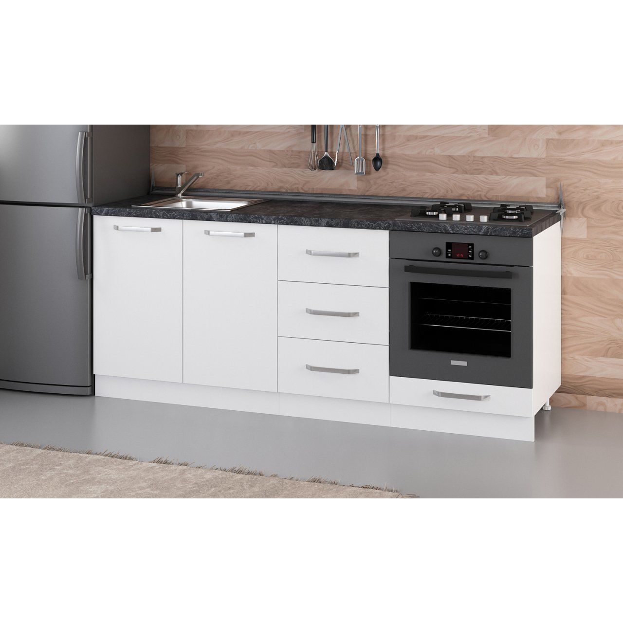 Minar 200 Cm Mutfak Dolabı Beyaz 200-B3-Alt Modül