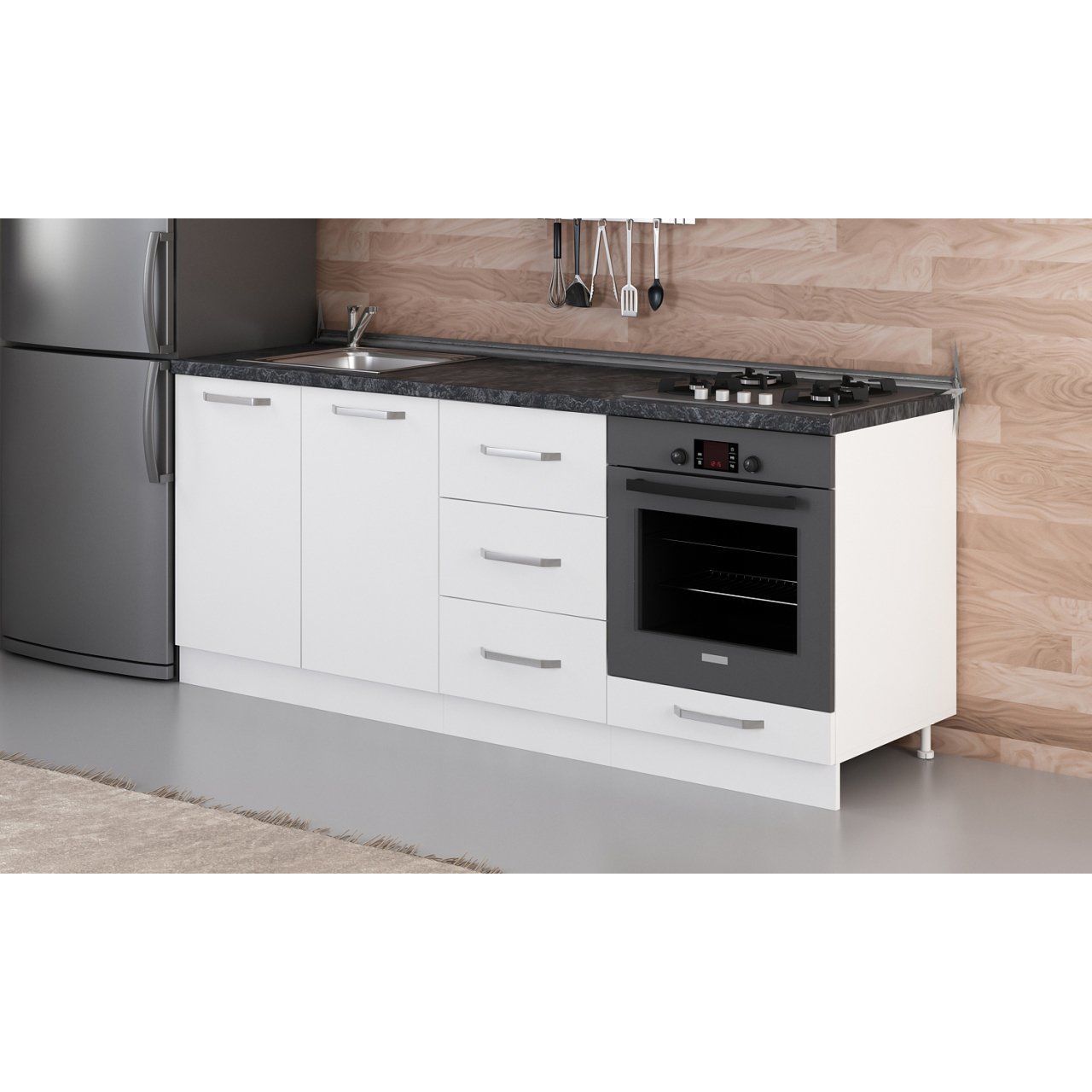 Minar 200 Cm Mutfak Dolabı Beyaz 200-B3-Alt Modül