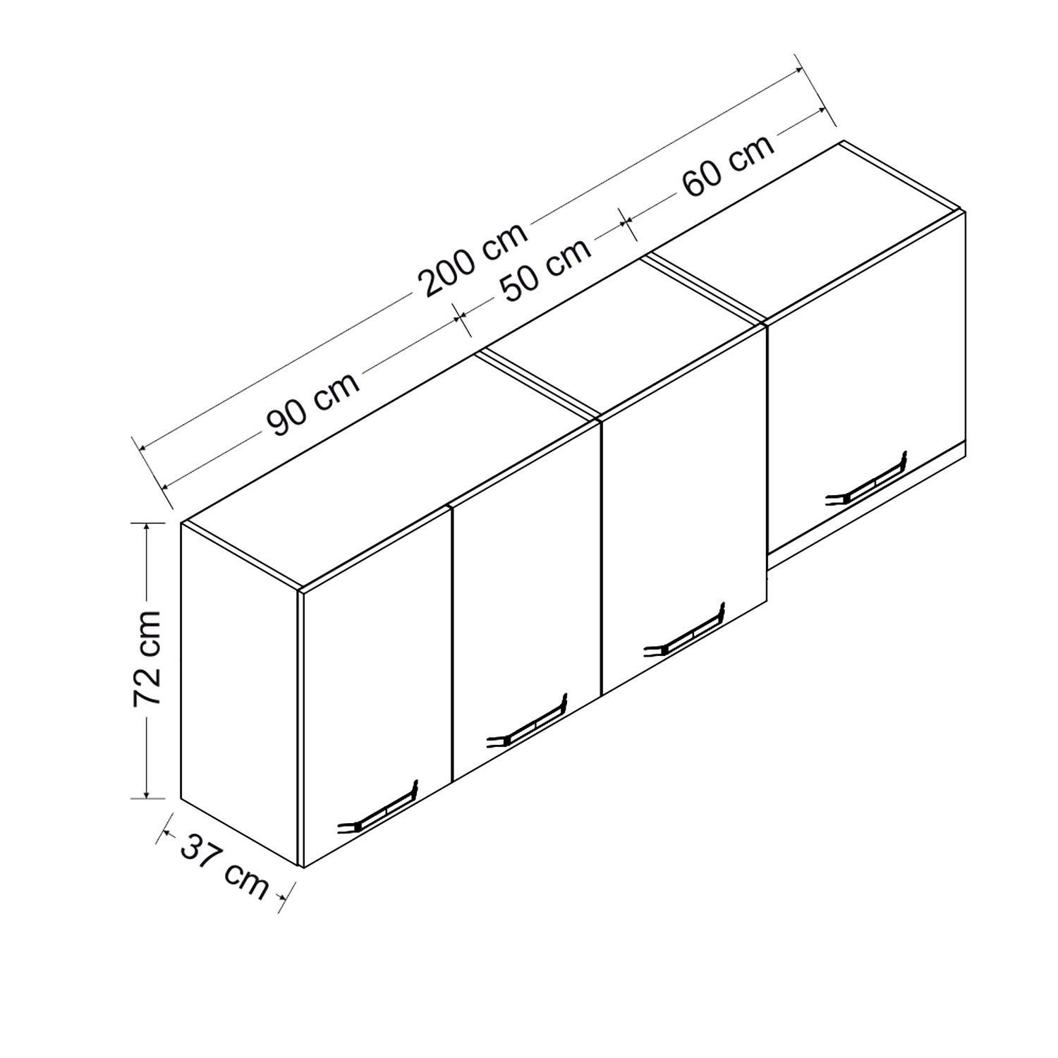 Minar 200 Cm Mutfak Dolabı Beyaz 200-B4-Üst Modül