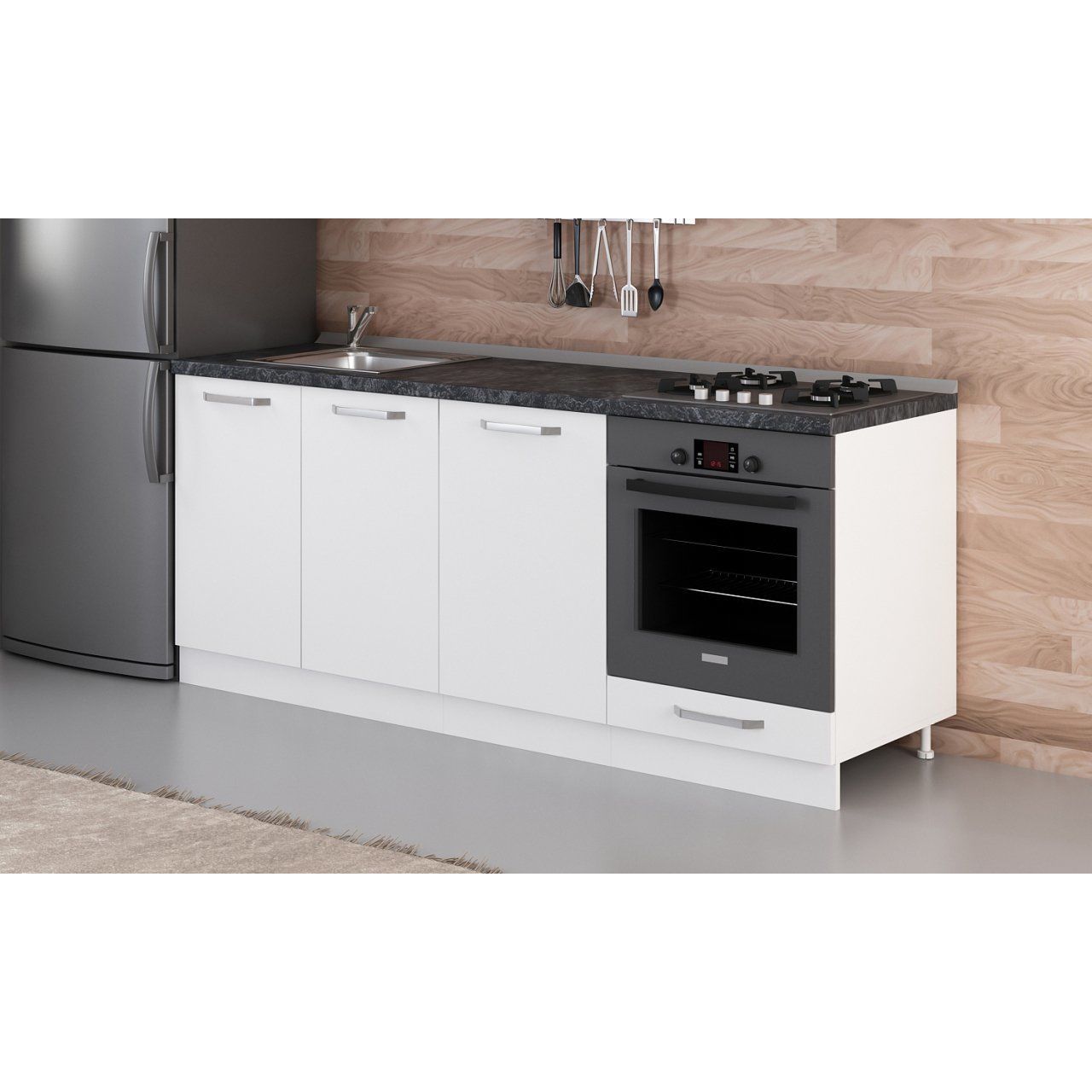 Minar 200 Cm Mutfak Dolabı Beyaz 200-B6-Alt Modül