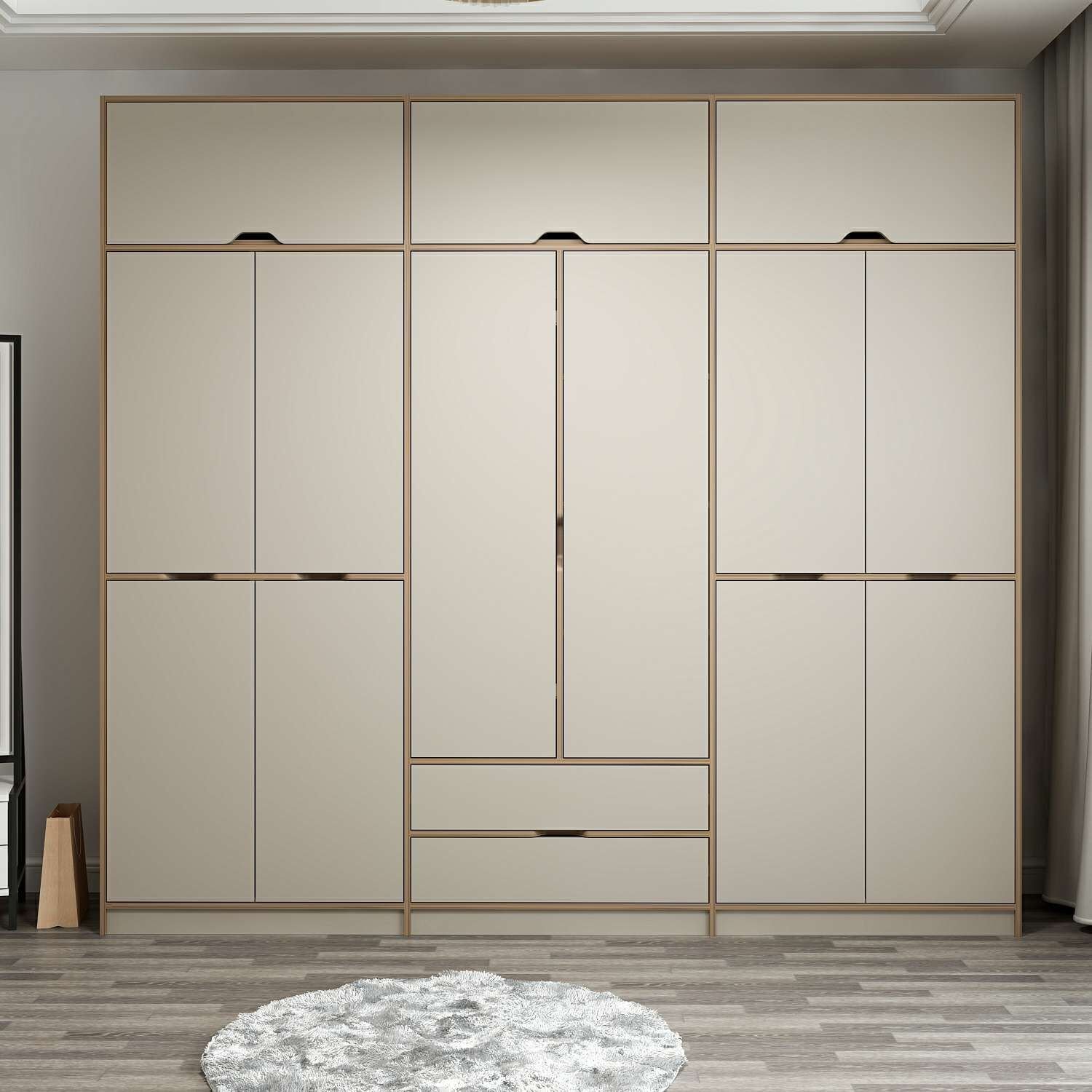 Elina 6 Kapaklı Dolap + Yüklük - Dore/Kumtaşı