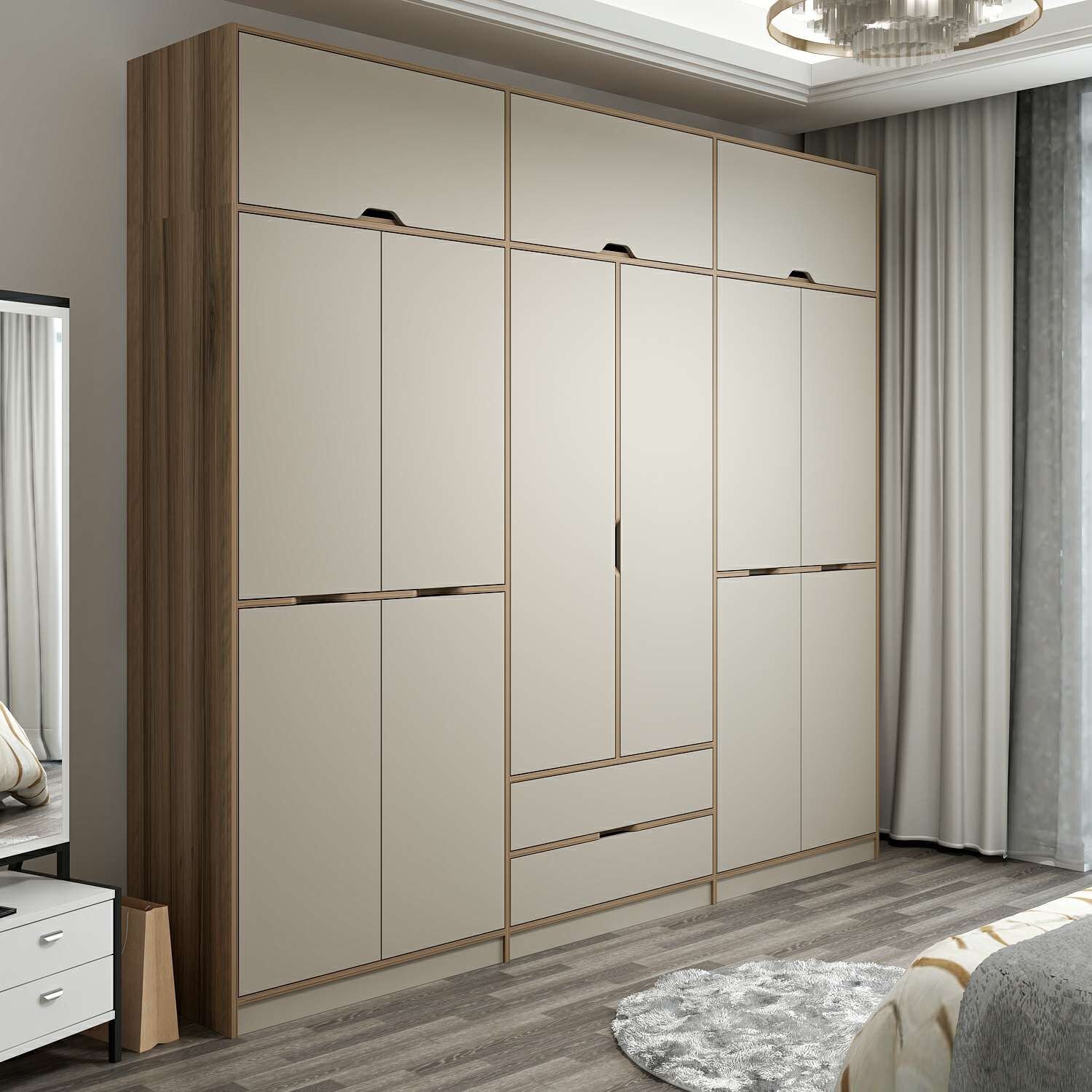 Elina 6 Kapaklı Dolap + Yüklük - Dore/Kumtaşı