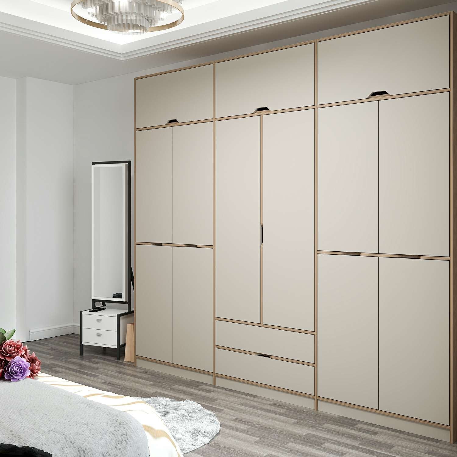 Elina 6 Kapaklı Dolap + Yüklük - Dore/Kumtaşı