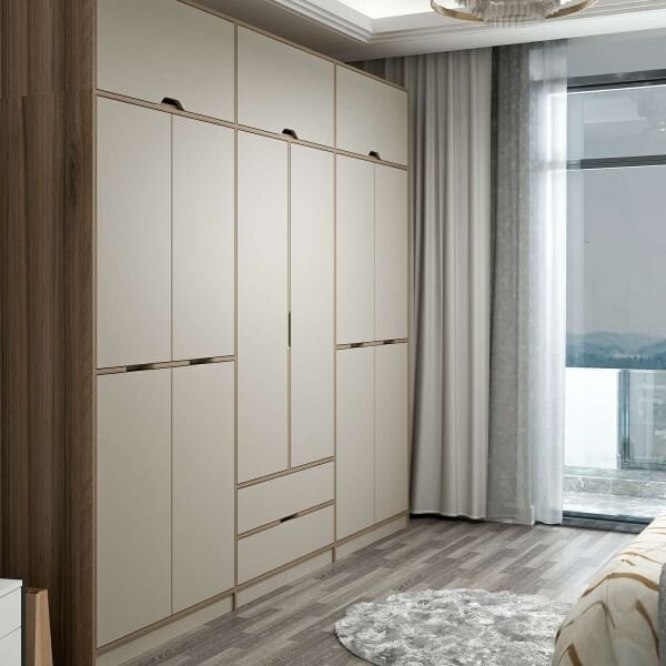 Elina 6 Kapaklı Dolap + Yüklük - Dore/Kumtaşı