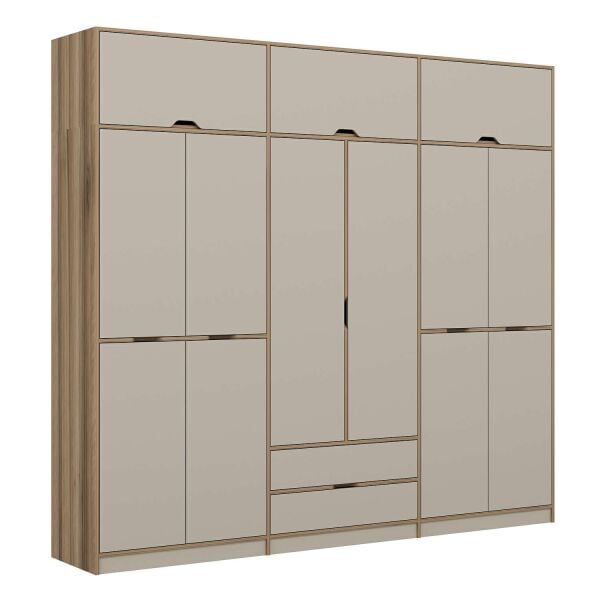 Elina 6 Kapaklı Dolap + Yüklük - Dore/Kumtaşı