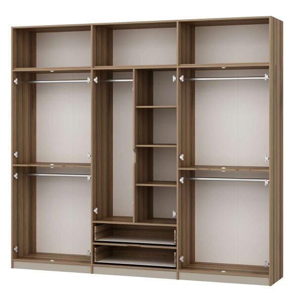 Elina 6 Kapaklı Dolap + Yüklük - Dore/Kumtaşı