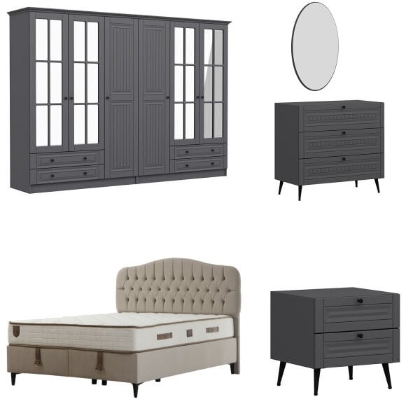 İlkbahar Yatak Odası Takımı - Antrasit