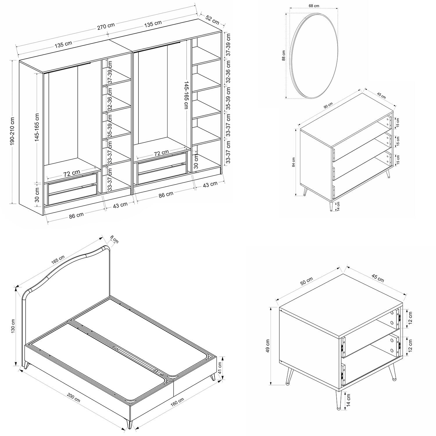 İlkbahar Yatak Odası Takımı - Antrasit