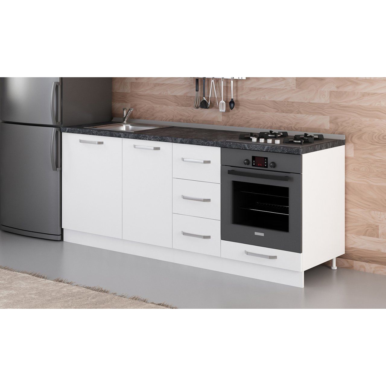 Minar 205 Cm Mutfak Dolabı Beyaz 205-B3-Alt Modül