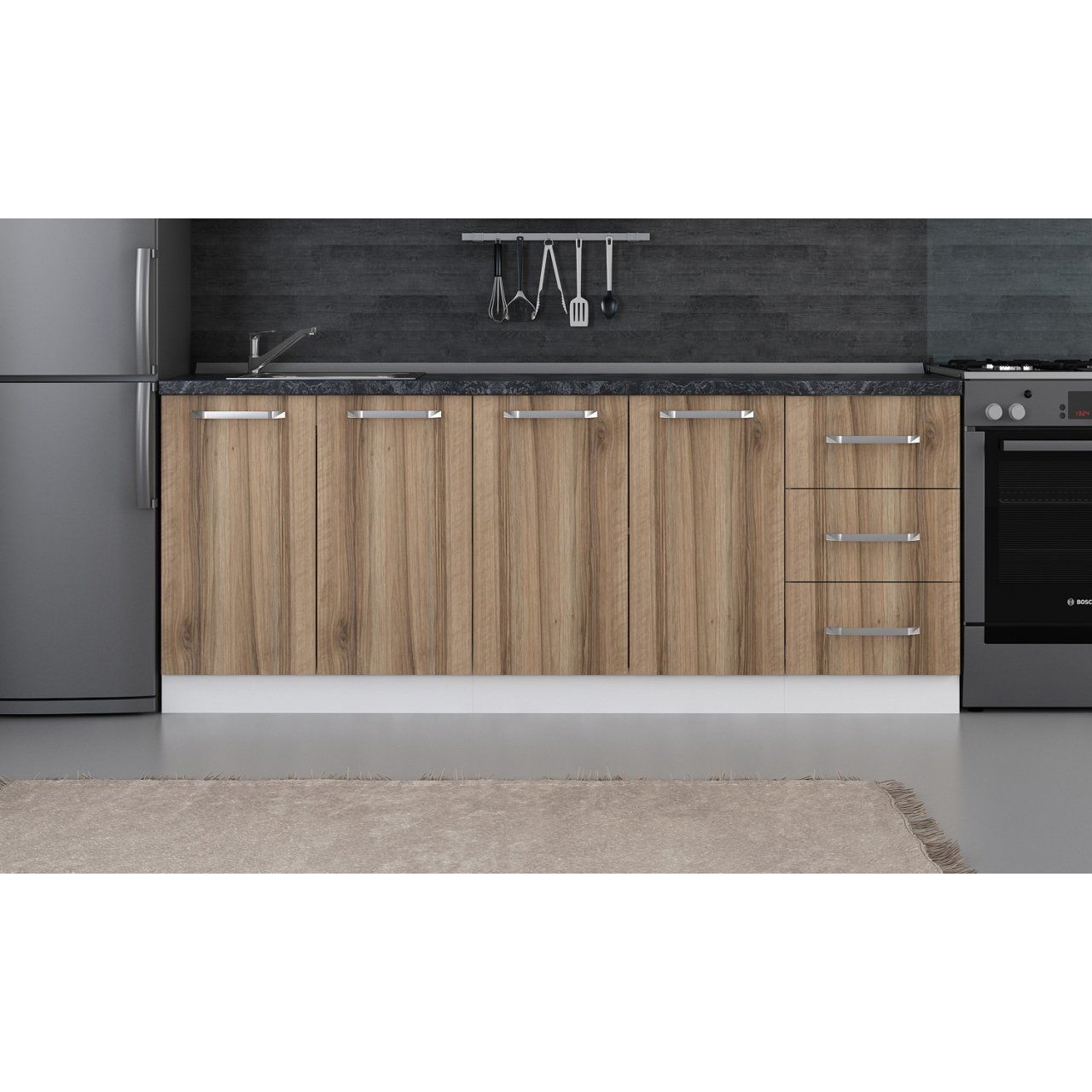 Minar 205 Cm Mutfak Dolabı Beyaz Dore 205-D1-Alt Modül