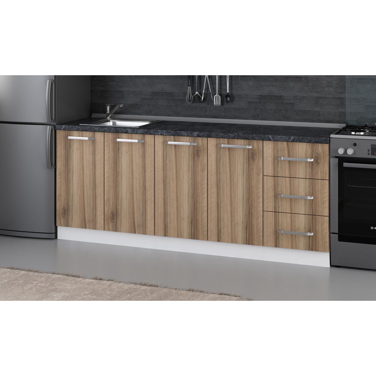 Minar 205 Cm Mutfak Dolabı Beyaz Dore 205-D1-Alt Modül