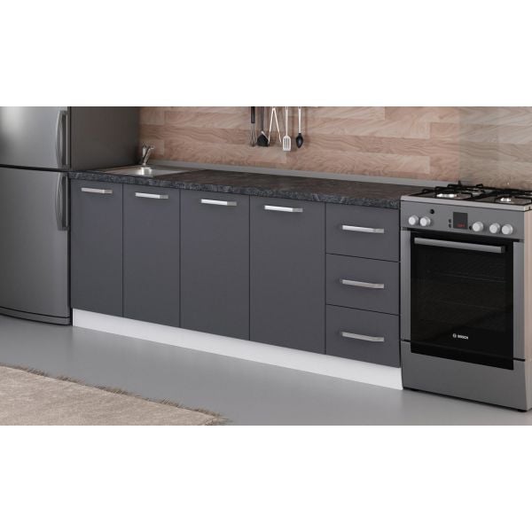 Minar 210 Cm Mutfak Dolabı Beyaz Antrasit 210-A2-Alt Modül