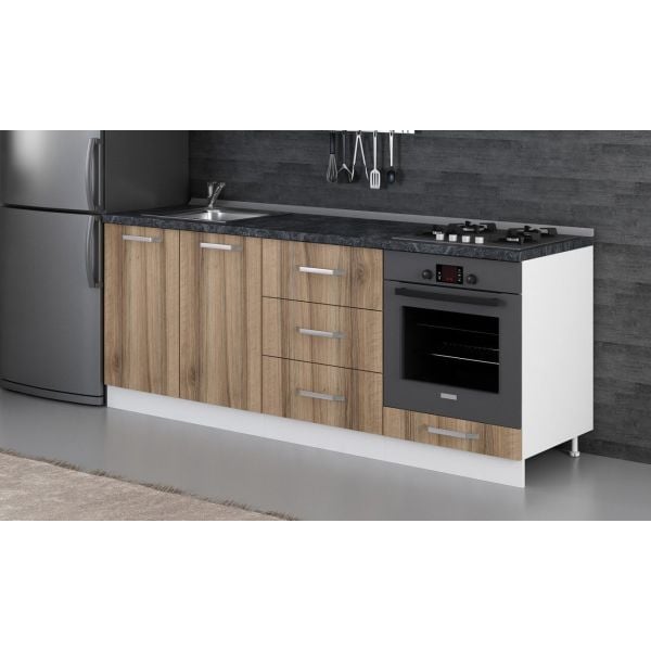 Minar 210 Cm Mutfak Dolabı Beyaz Dore 210-D3-Alt Modül