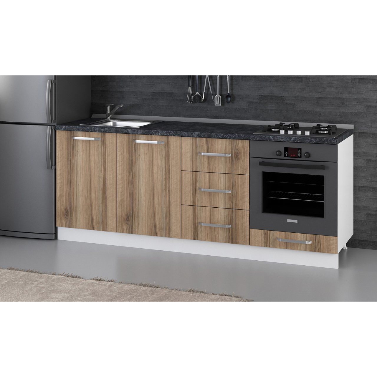 Minar 210 Cm Mutfak Dolabı Beyaz Dore 210-D6-Alt Modül