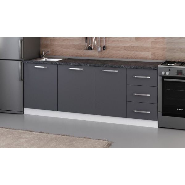 Minar 215 Cm Mutfak Dolabı Beyaz Antrasit 215-A2-Alt Modül