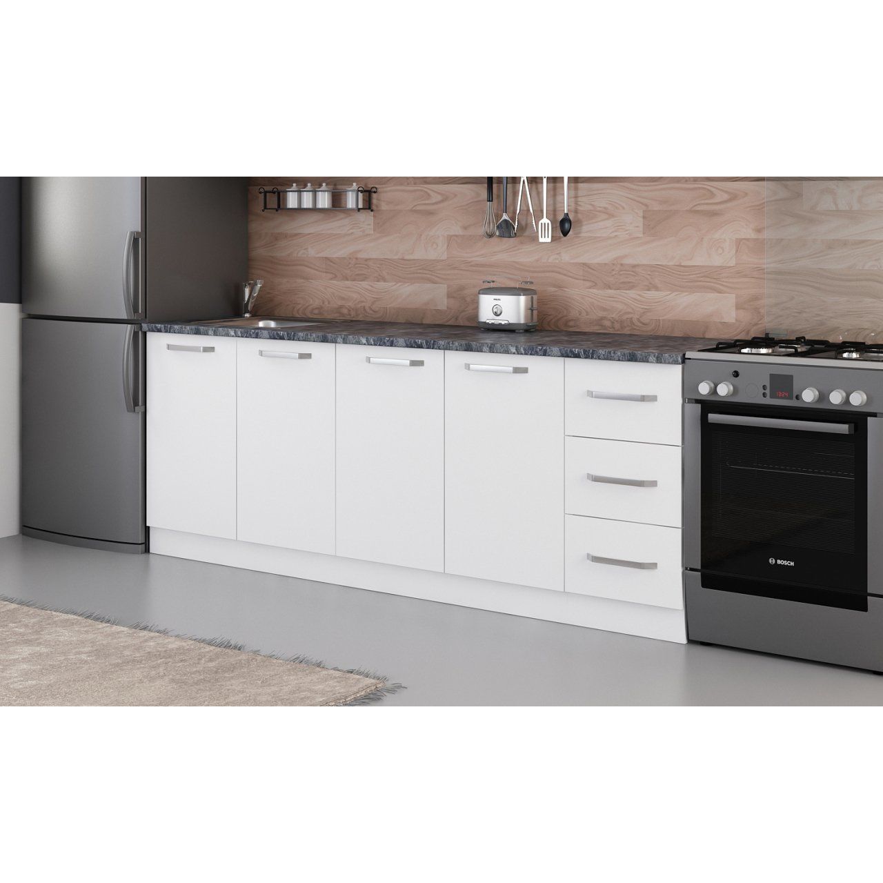 Minar 220 Cm Mutfak Dolabı Beyaz 220-B3-Alt Modül