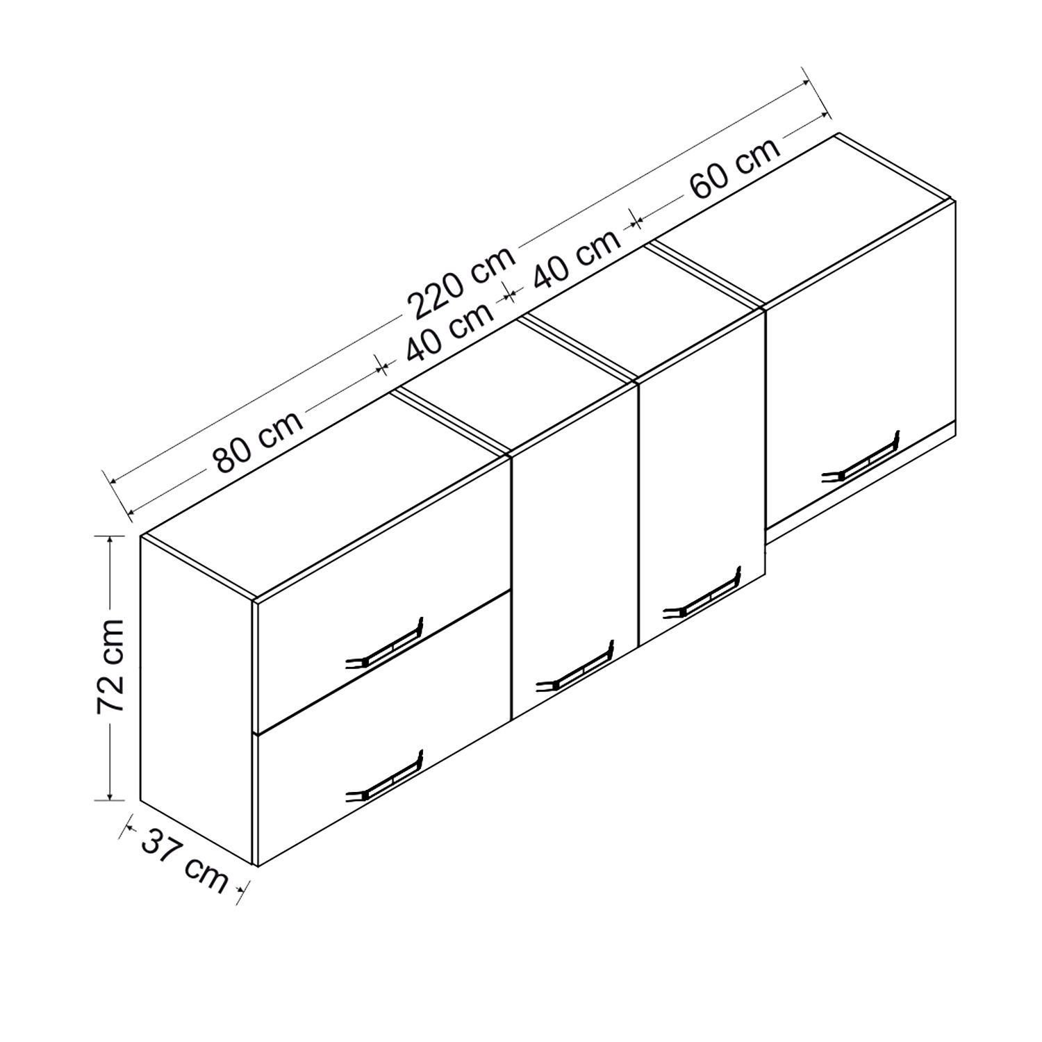 Minar 220 Cm Mutfak Dolabı Beyaz 220-B8-Üst Modül