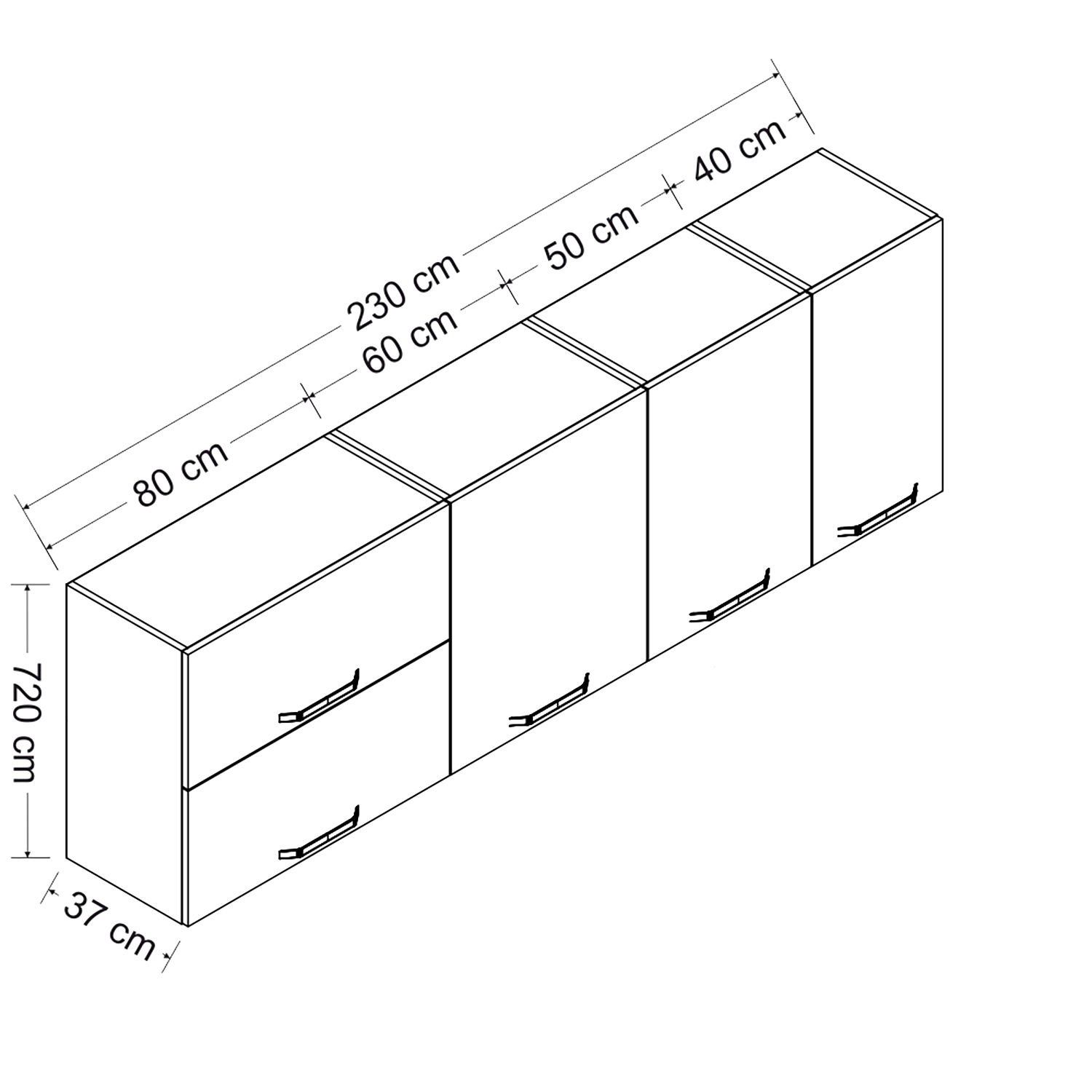 Minar 230 Cm Mutfak Dolabı Beyaz 230-B2-Üst Modül