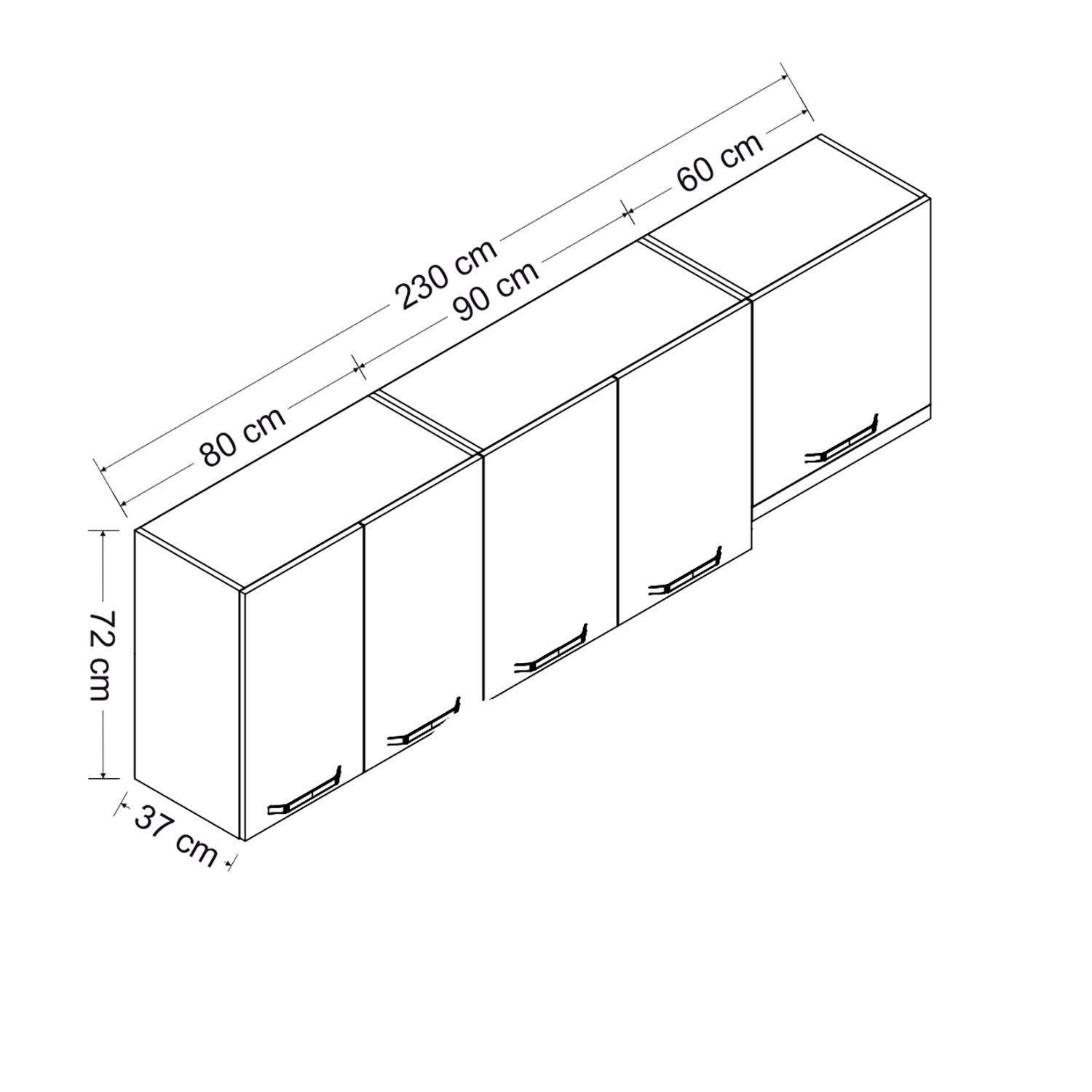Minar 230 Cm Mutfak Dolabı Beyaz 230-B7-Üst Modül
