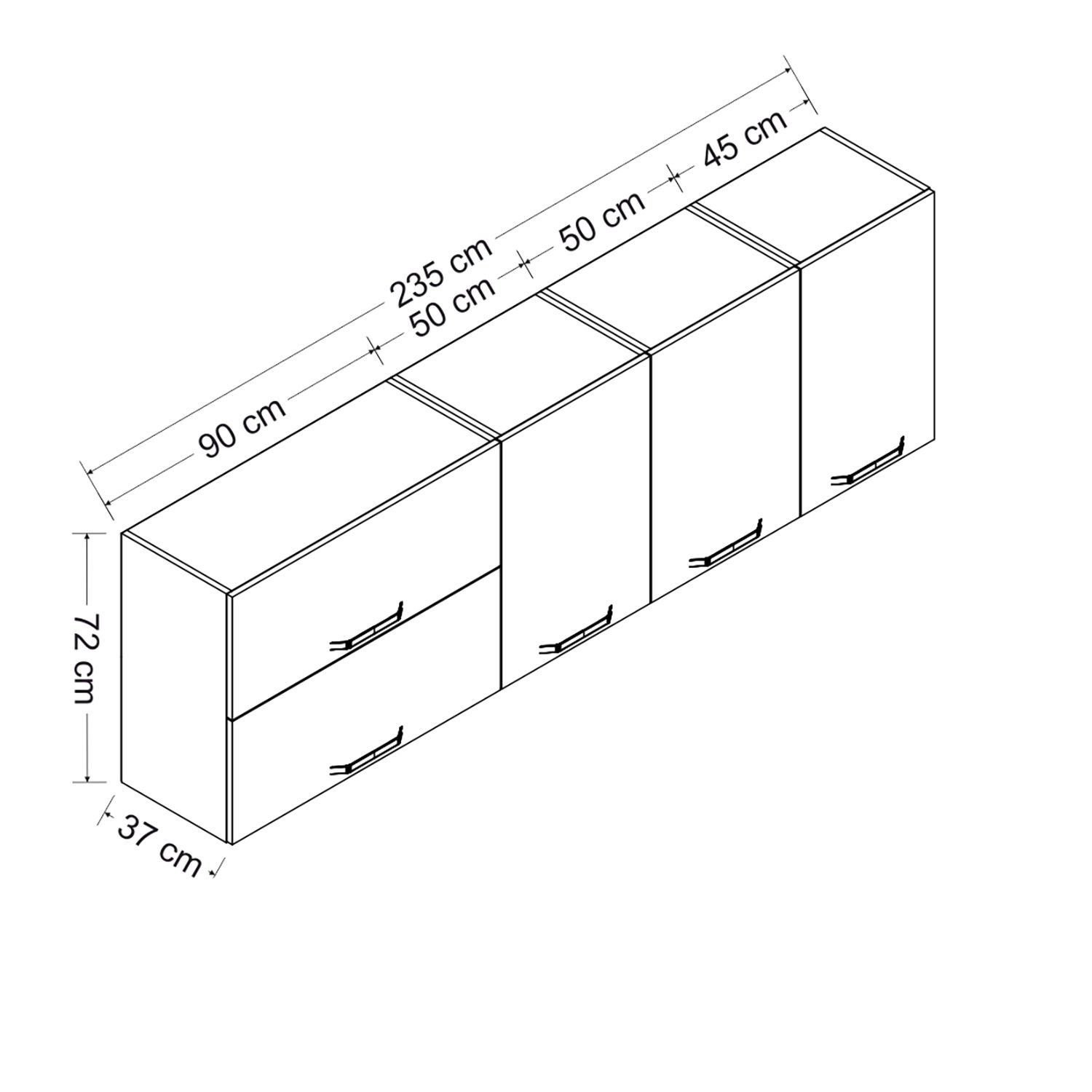 Minar 235 Cm Mutfak Dolabı Beyaz 235-B2-Üst Modül