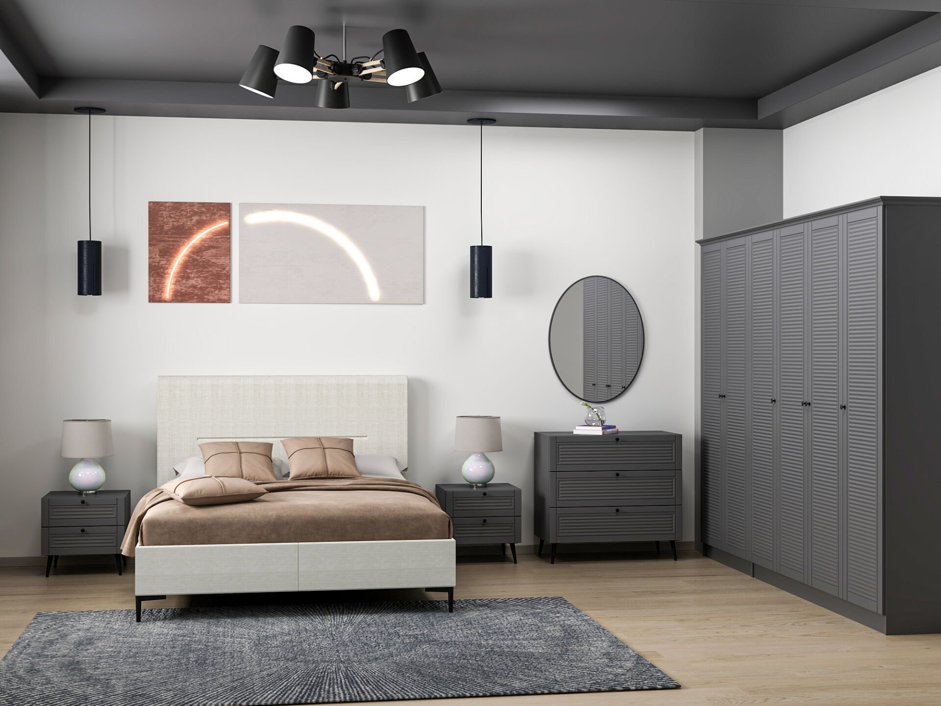 Pandora Yatak Odası Takımı - Antrasit