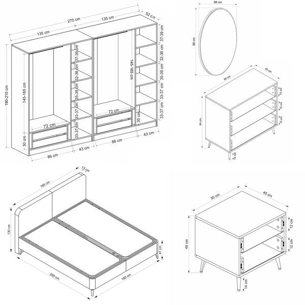 Plus Yatak Odası Takımı - Antrasit