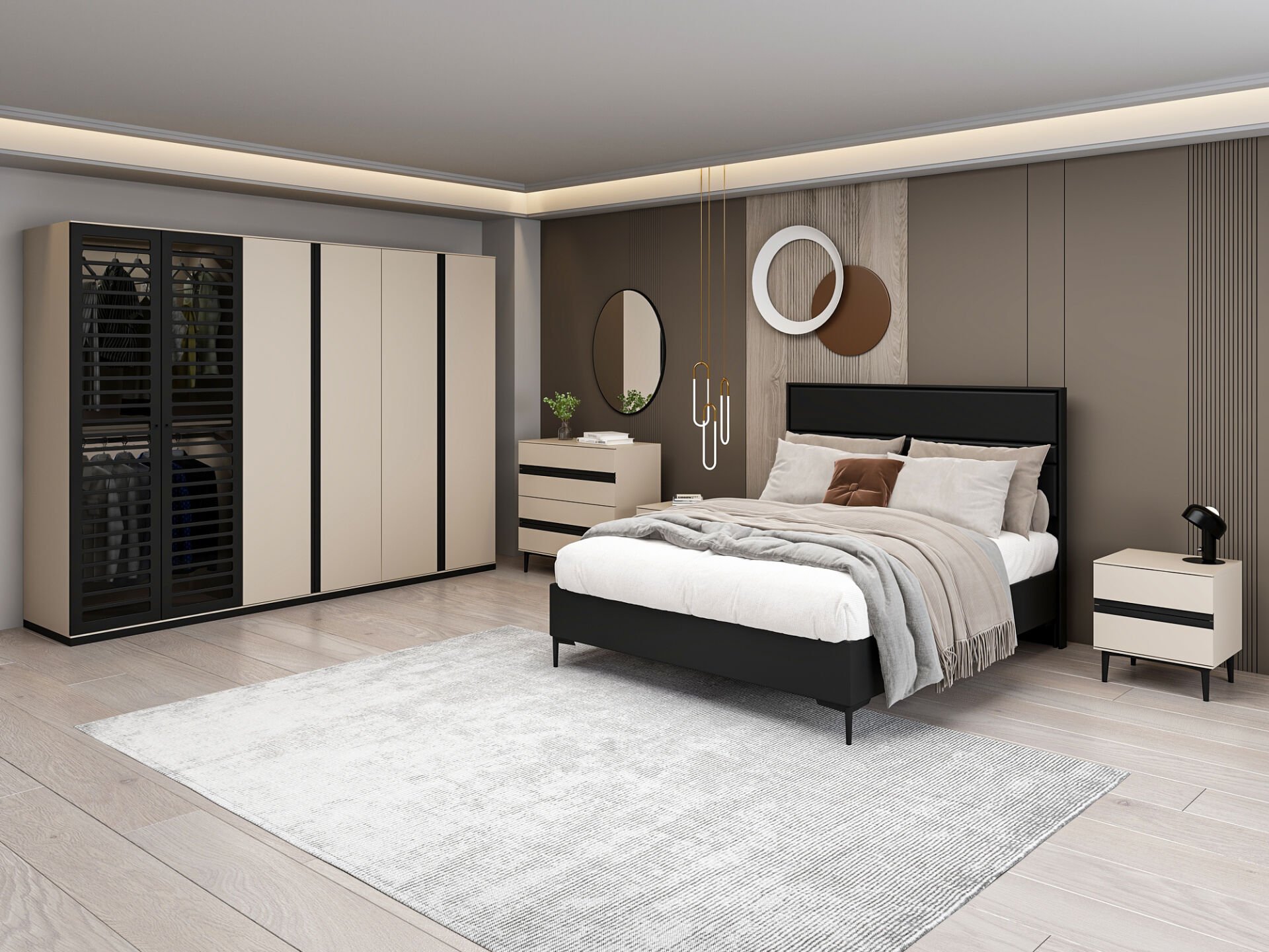 Star Yatak Odası Takımı - Kumtaşı/Siyah