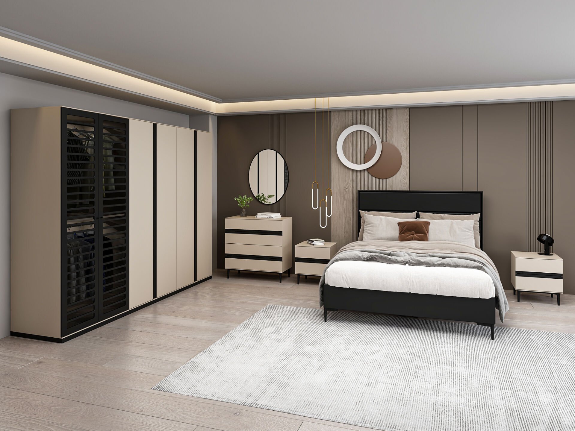 Star Yatak Odası Takımı - Kumtaşı/Siyah