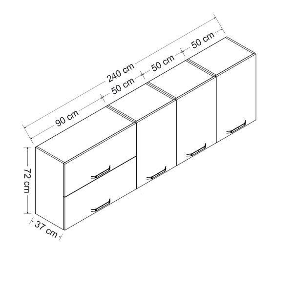 Minar 240 Cm Mutfak Dolabı Beyaz 240-B2-Üst Modül