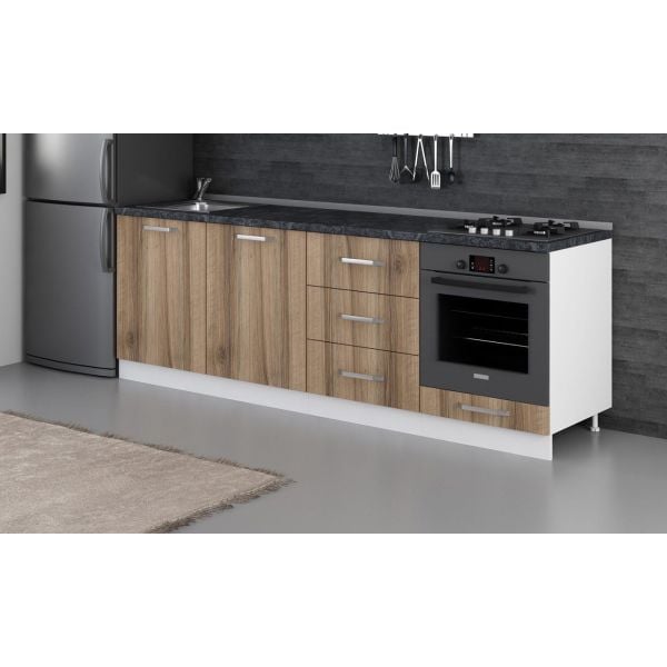 Minar 240 Cm Mutfak Dolabı Beyaz Dore 240-D7-Alt Modül