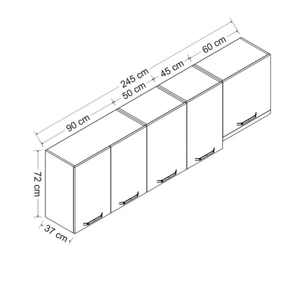 Minar 245 Cm Mutfak Dolabı Beyaz 245-B8-Üst Modül