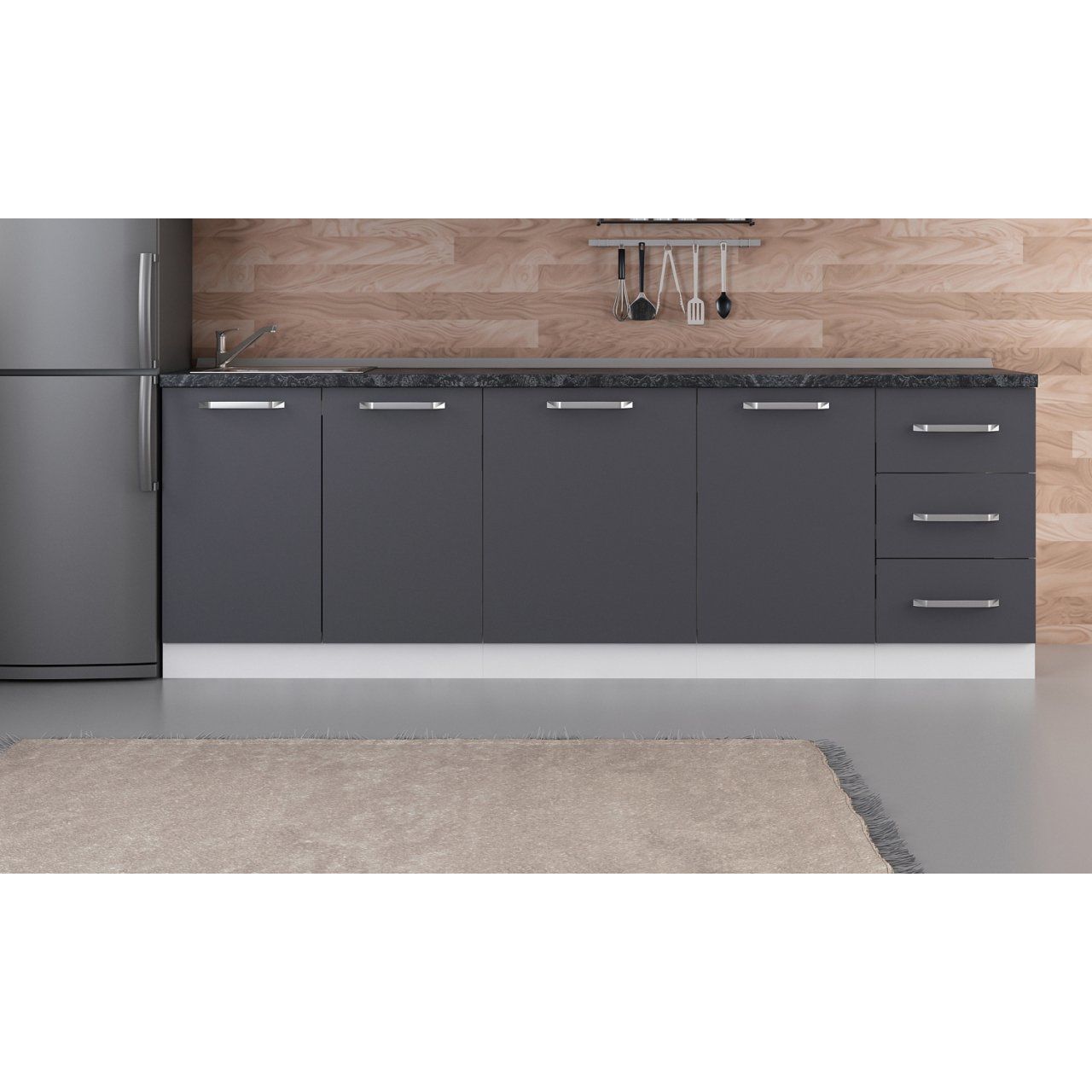 Minar 245 Cm Mutfak Dolabı Beyaz Antrasit 245-A1-Alt Modül