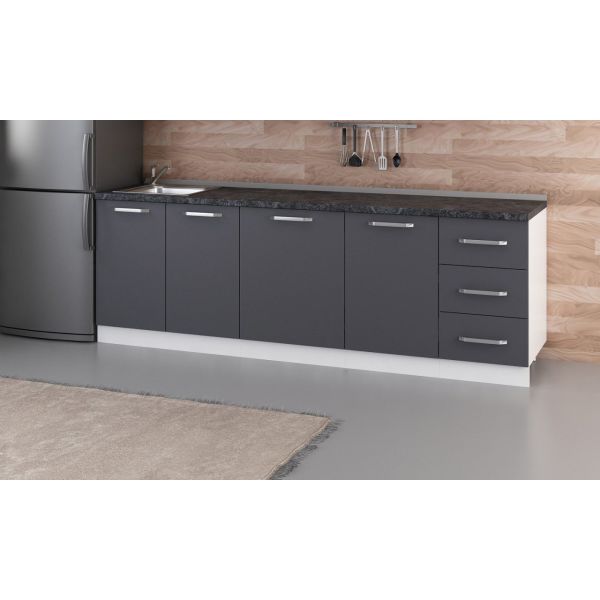 Minar 245 Cm Mutfak Dolabı Beyaz Antrasit 245-A1-Alt Modül