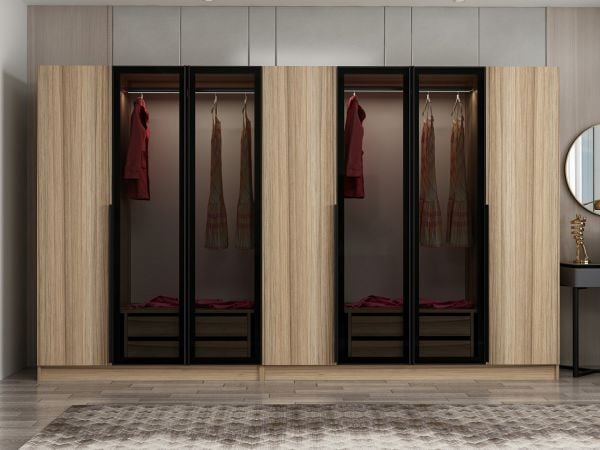 Kale Plus 7 Kapaklı 4Ç Dolap Dore Plus Dore Füme Cam