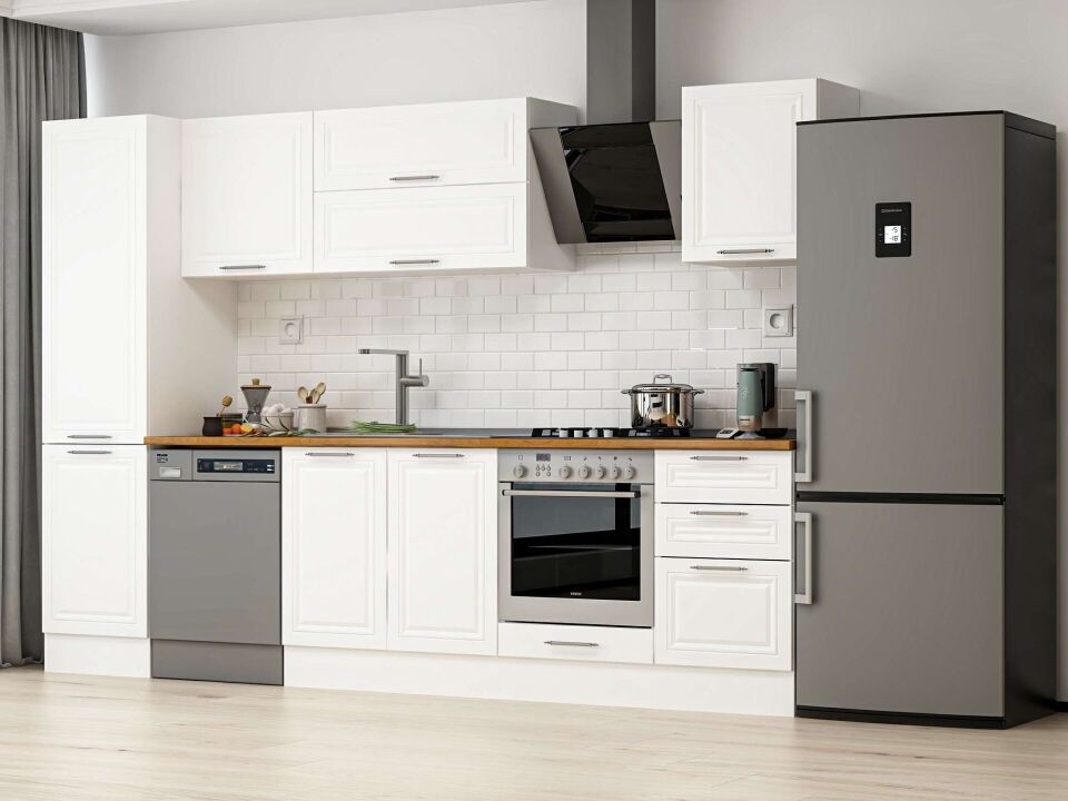 Alvinka 310X210 Cm Klasik Mebran Mutfak Dolabı Mb-E90B50S50-2 Mebran | Beyaz - Suntalam