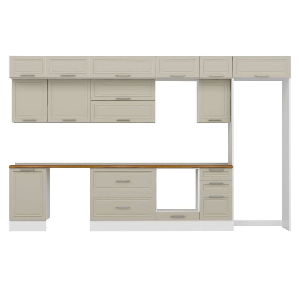 Alvinka 385X240 Cm Klasik Mebran Mutfak Dolabı Mb-E90S50S45-2 Mebran | Kumtaşı - Suntalam
