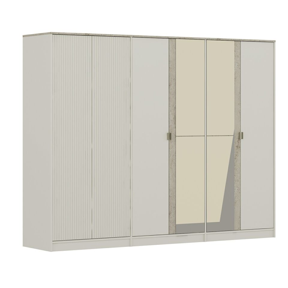 Valento 6 Kapılı Aynalı Mbrn Dolap-Aytaşı-Traverten