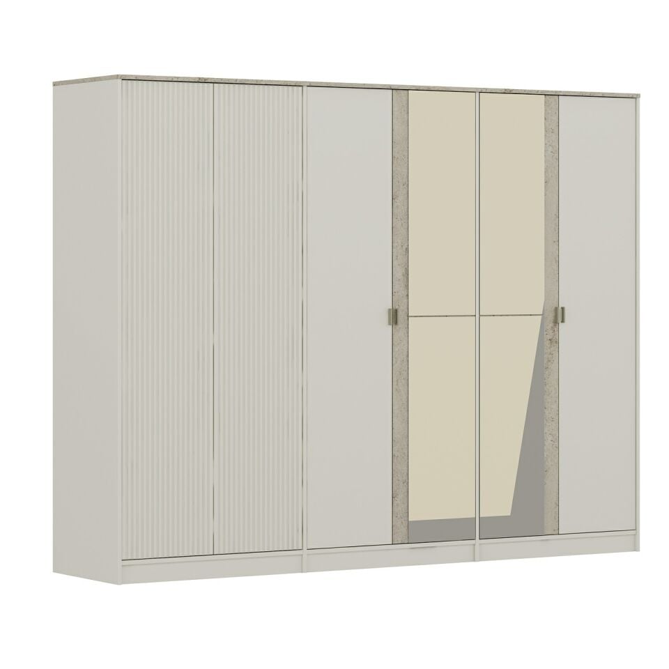 Valento 6 Kapılı Aynalı Mbrn Dolap-Aytaşı-Traverten