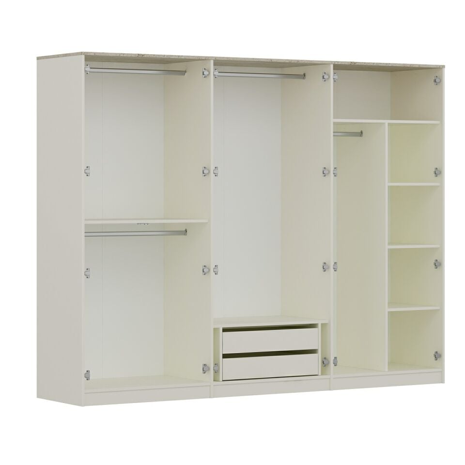 Valento 6 Kapılı Aynalı Mbrn Dolap-Aytaşı-Traverten