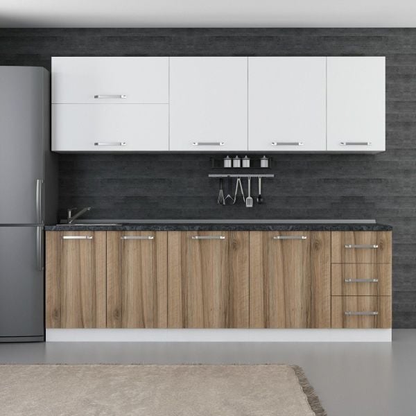 Minar 255 Cm Mutfak Dolabı Beyaz Dore 255-D2