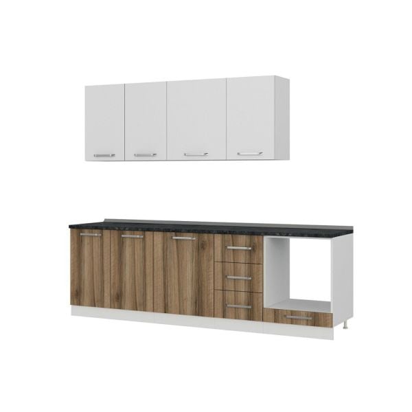 Minar 255 Cm Mutfak Dolabı Beyaz Dore 255-D3