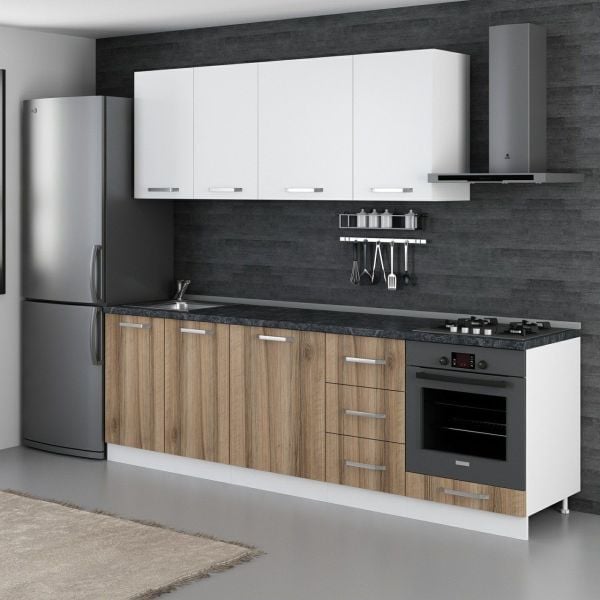 Minar 255 Cm Mutfak Dolabı Beyaz Dore 255-D3