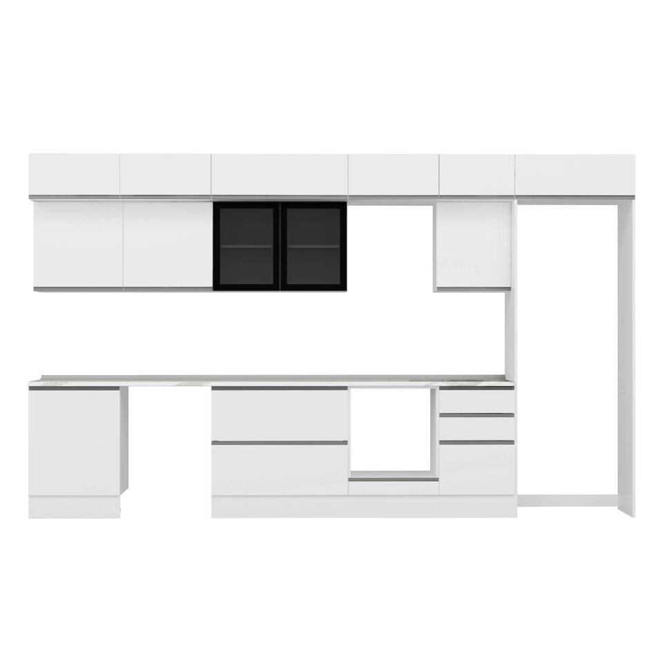 Alvinka 400X240 Cm High Gloss Mutfak Dolabı Mb-E90S60S50-3 High Gloss | Beyaz - Suntalam