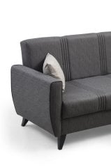 Zaden Sandıklı Bazalı L Köşe Koltuk Koyu Gri